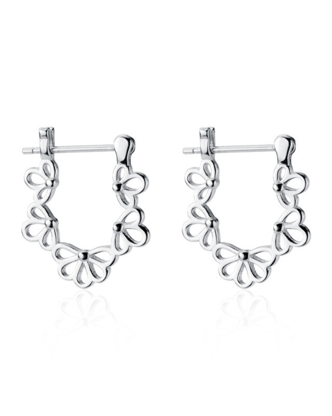 Pendientes Fiore D'Or – Pendientes de Plata 925 con Clip de Flor Hueca | Oro y Plata | Serenyah