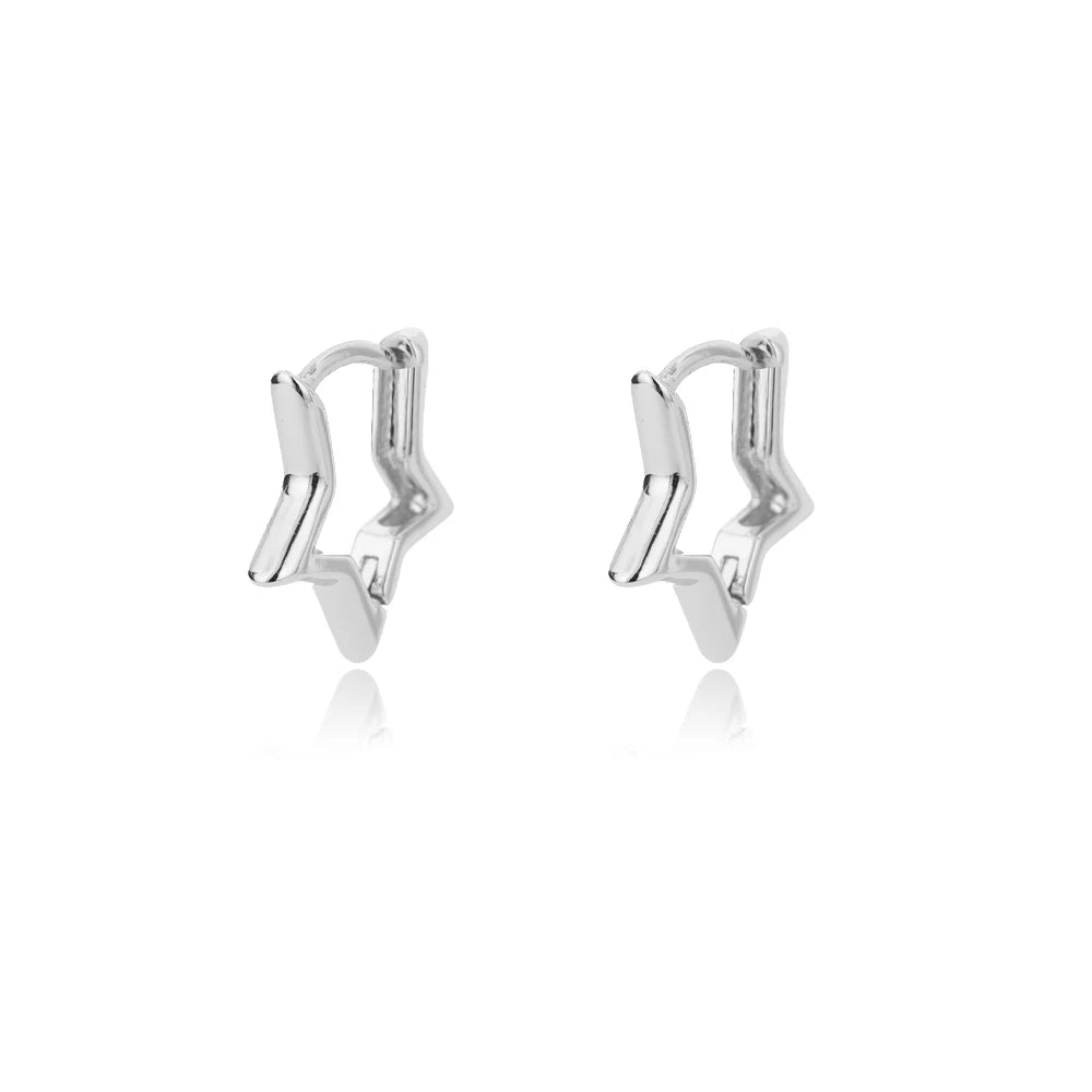 Star Hoop Earrings | Silver-Plated Stainless Steel Serenyah