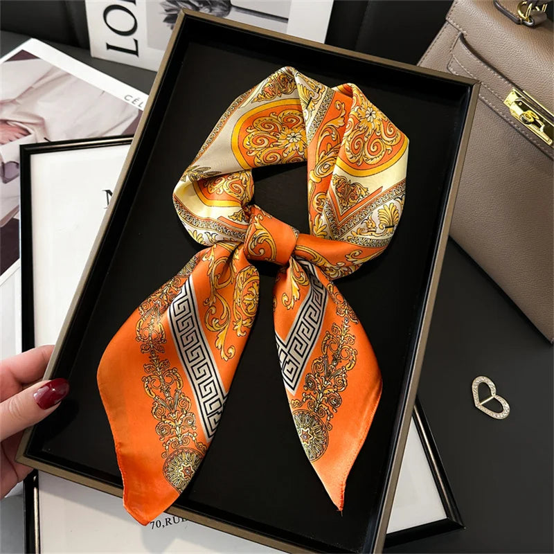 Silk-Touch Square Scarf Plaid Print Serenyah
