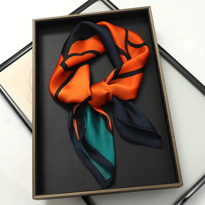 Silk-Touch Square Scarf Plaid Print Serenyah
