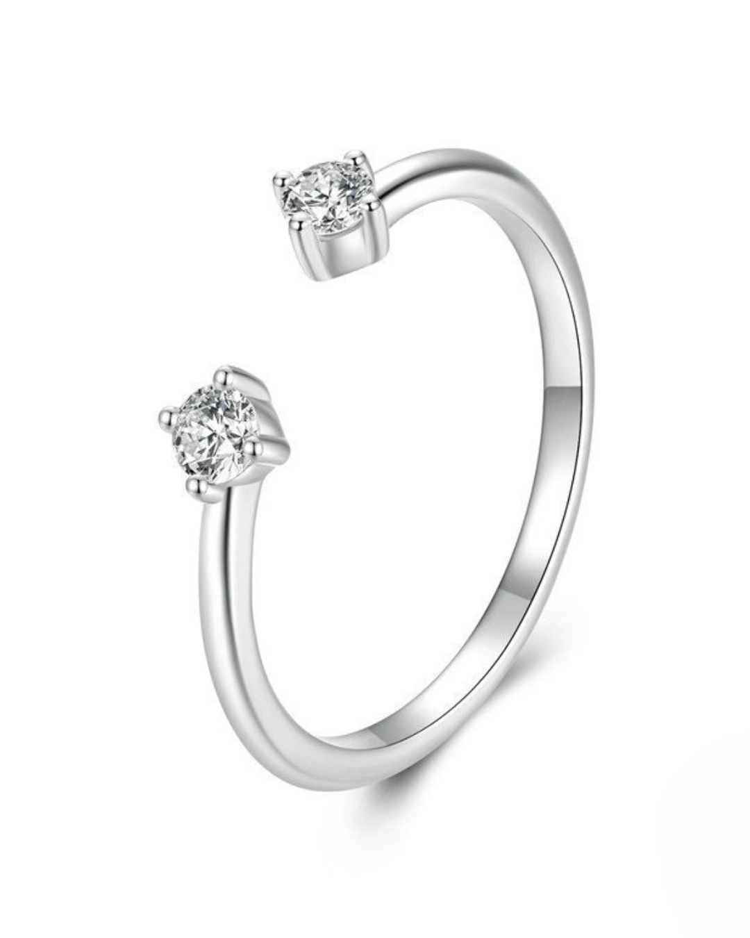Sorellé Ring – 925 Silber Offener Ring mit Doppeltem Zirkonia | Gold & Silber | Serenyah