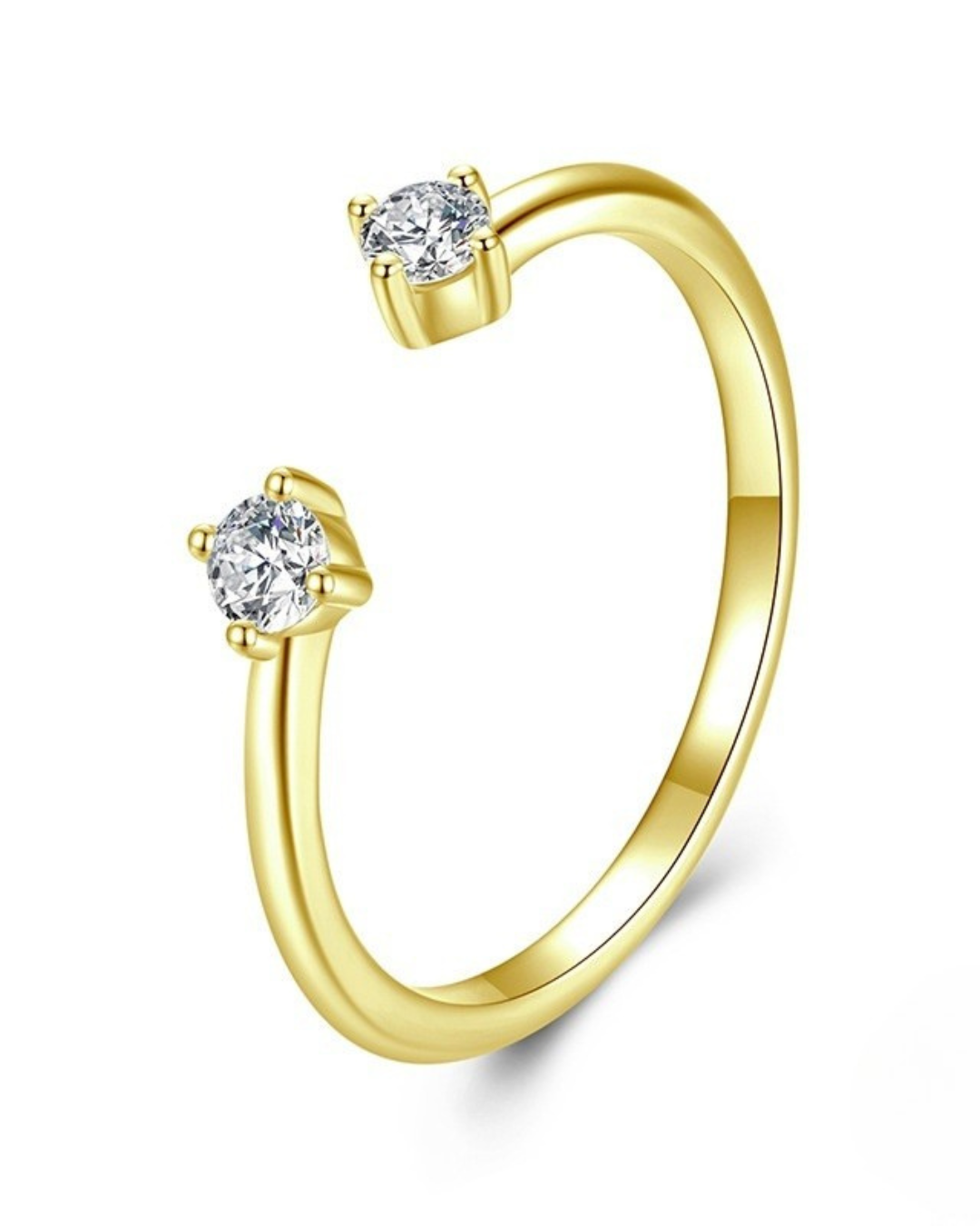 Anillo Sorellé – Anillo abierto de plata 925 con doble circonita | Oro y plata | Serenyah