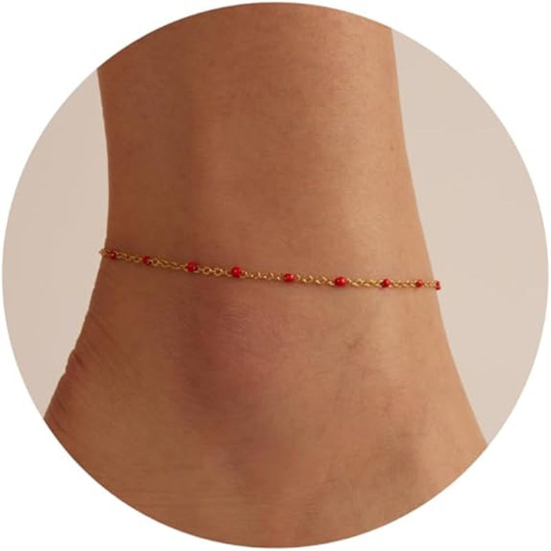 Tobillera Mykonos – Pulsera de tobillo bohemia con cuentas y cadena dorada de Serenyah
