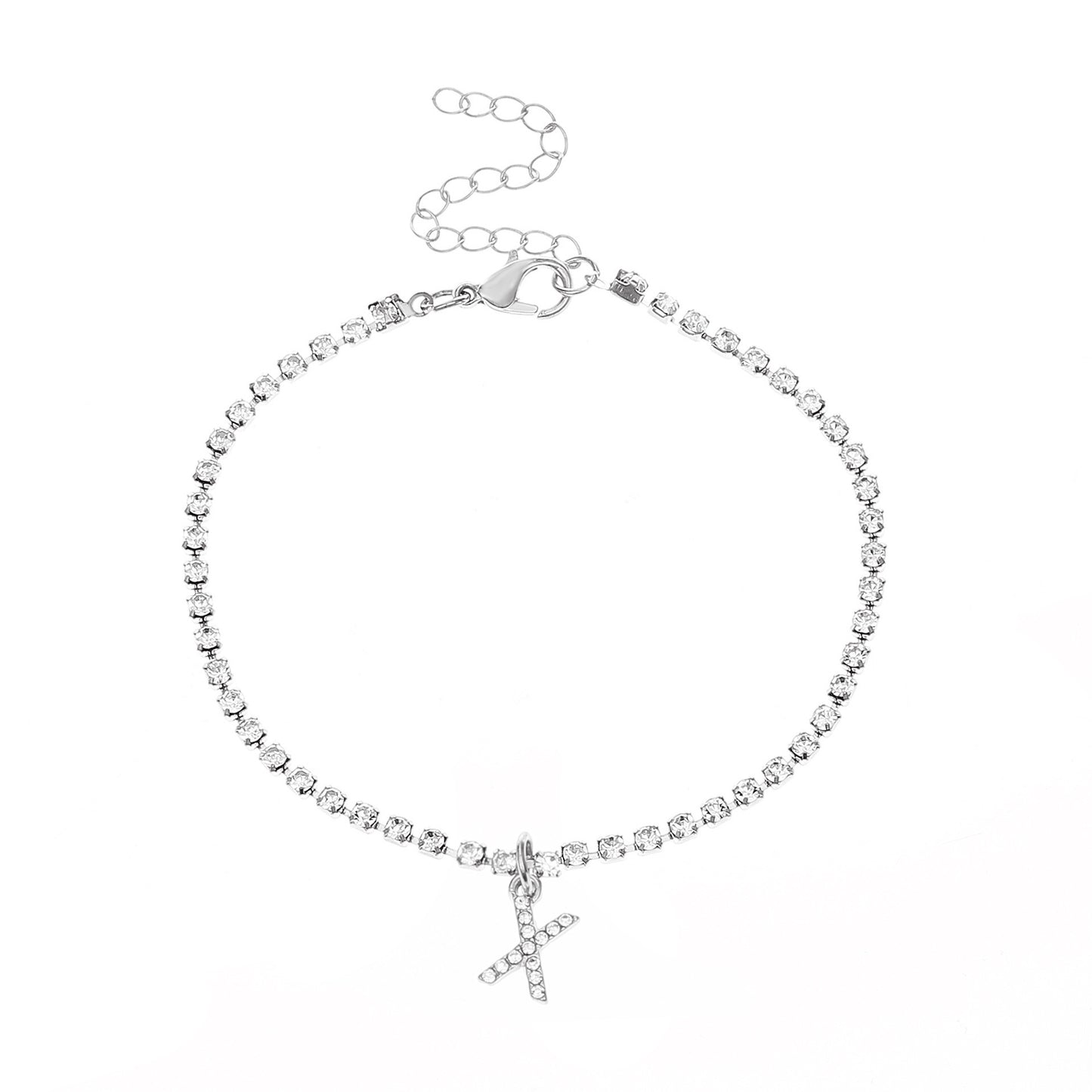 Tobillera con letra inicial y circonitas de Serenyah