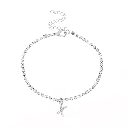Tobillera con letra inicial y circonitas de Serenyah