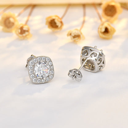 Lustre Trio Cubic Zirconia Earrings | Heart, Square & Round Stud Set – Serenyah