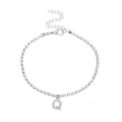 Tobillera con letra inicial y circonitas de Serenyah