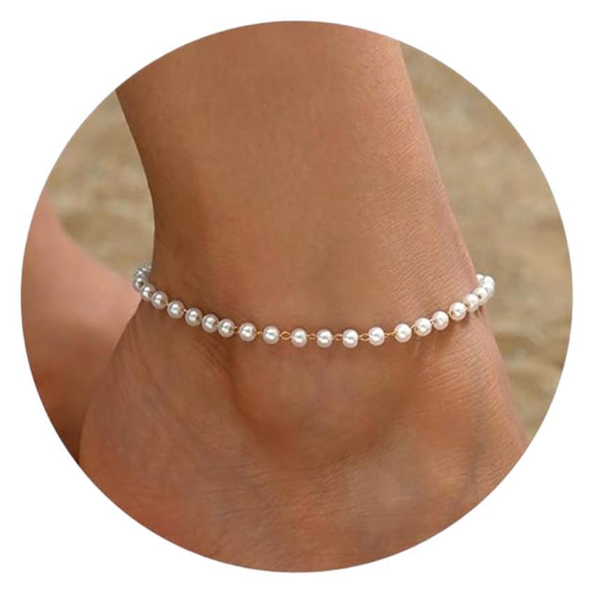 Tobillera Mykonos – Pulsera de tobillo bohemia con cuentas y cadena dorada de Serenyah