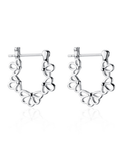 Fiore D'Or Earrings – 925 Silver Hollow Floral Ear Clip Earrings | Gold & Silver | Serenyah