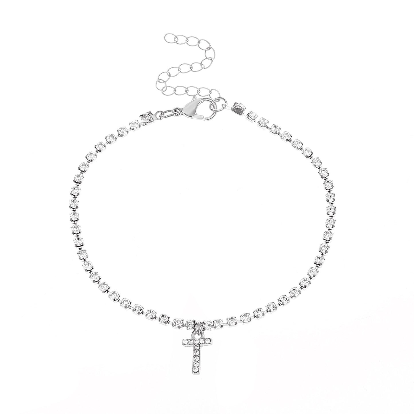 Tobillera con letra inicial y circonitas de Serenyah