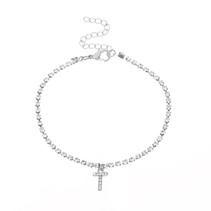 Tobillera con letra inicial y circonitas de Serenyah