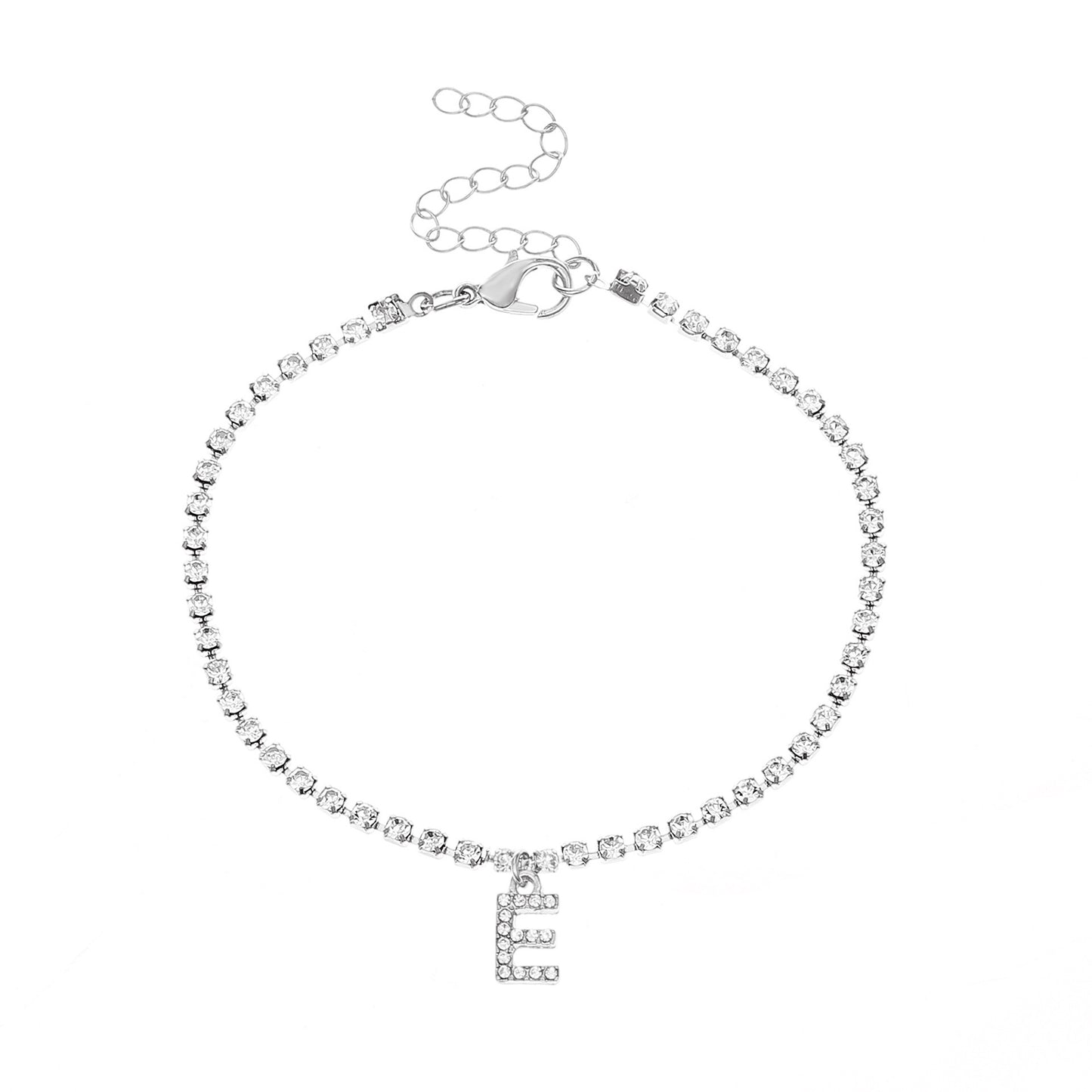 Tobillera con letra inicial y circonitas de Serenyah