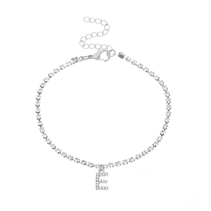 Tobillera con letra inicial y circonitas de Serenyah