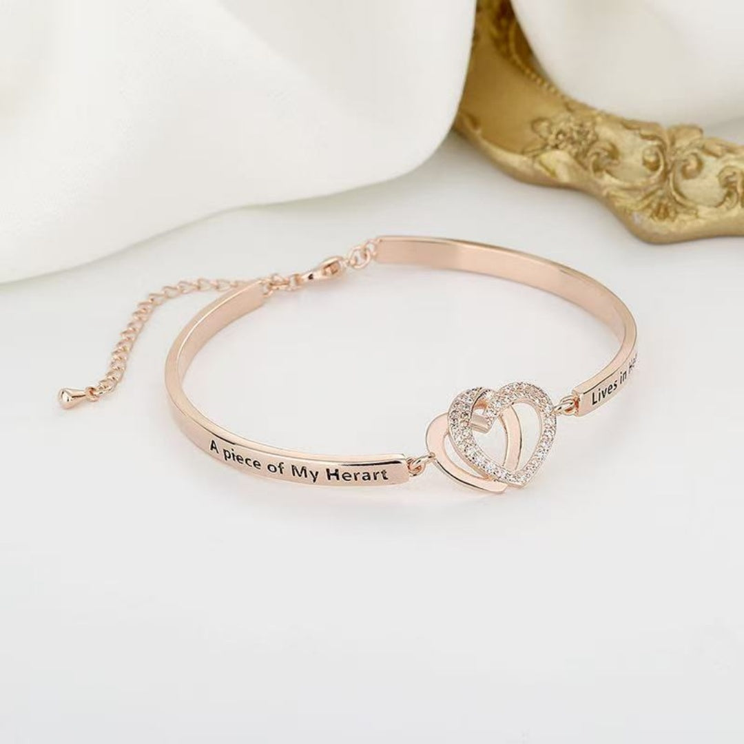 Gracia Celestial – Pulsera de circonia con doble corazón para mujer | Oro Rosa y Plata | Serenyah