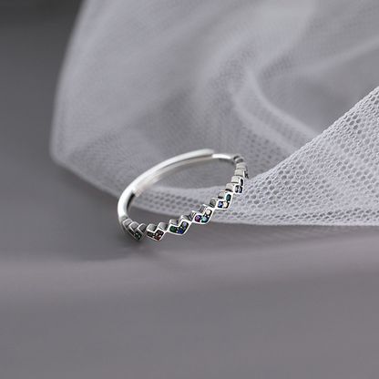 Anillo Verona – Anillo de Plata de Ley 925 con Corazón y Piedras | Joyería Romántica y Elegante