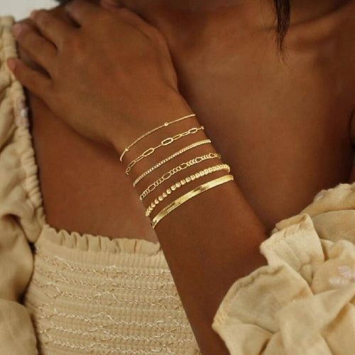 Set de Pulseras Aurah – Pulseras apilables minimalistas en oro y plata para mujer | Serenyah
