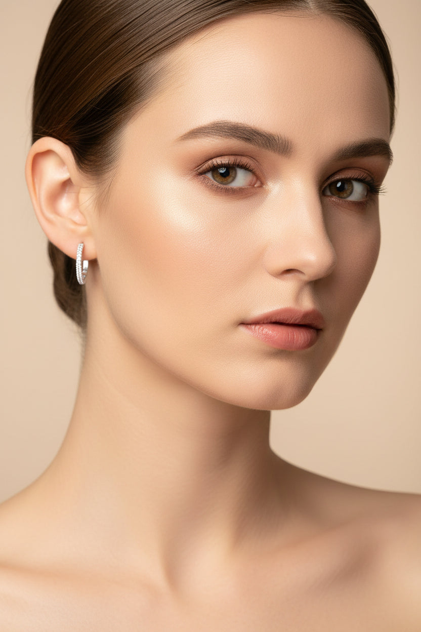 Geometric Sterling Silver 925 Earrings with Cubic Zirconia – Serenyah