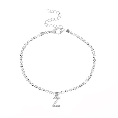 Tobillera con letra inicial y circonitas de Serenyah