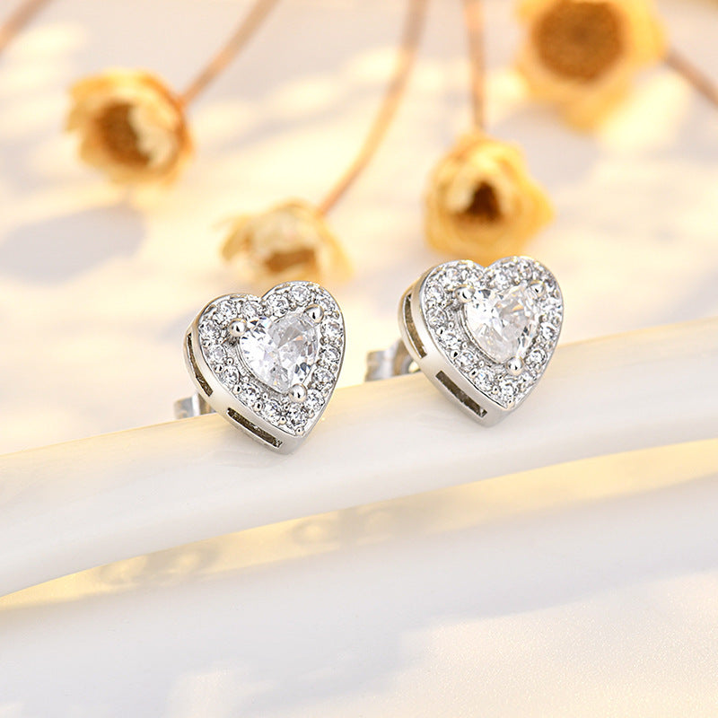 Lustre Trio Cubic Zirconia Earrings | Heart, Square & Round Stud Set – Serenyah