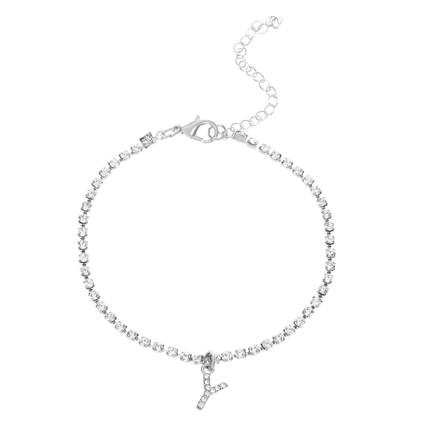 Tobillera con letra inicial y circonitas de Serenyah