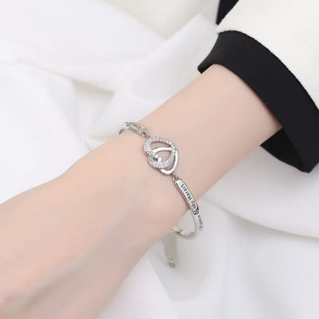 Gracia Celestial – Pulsera de circonia con doble corazón para mujer | Oro Rosa y Plata | Serenyah