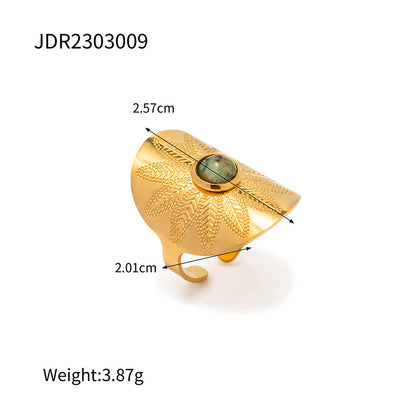 Anillo Aksum - Anillo de piedra turquesa africana | Joyería étnica bohemia de banda ancha para mujer