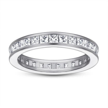 Anillo Liora – Anillo de banda plana de plata de ley 925 con línea de microcirconitas | Lujo minimalista