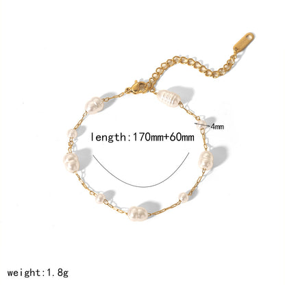 Costellazione di Perle – Gold Stainless Steel Pearl Bracelet with Stars & Hearts | Serenyah