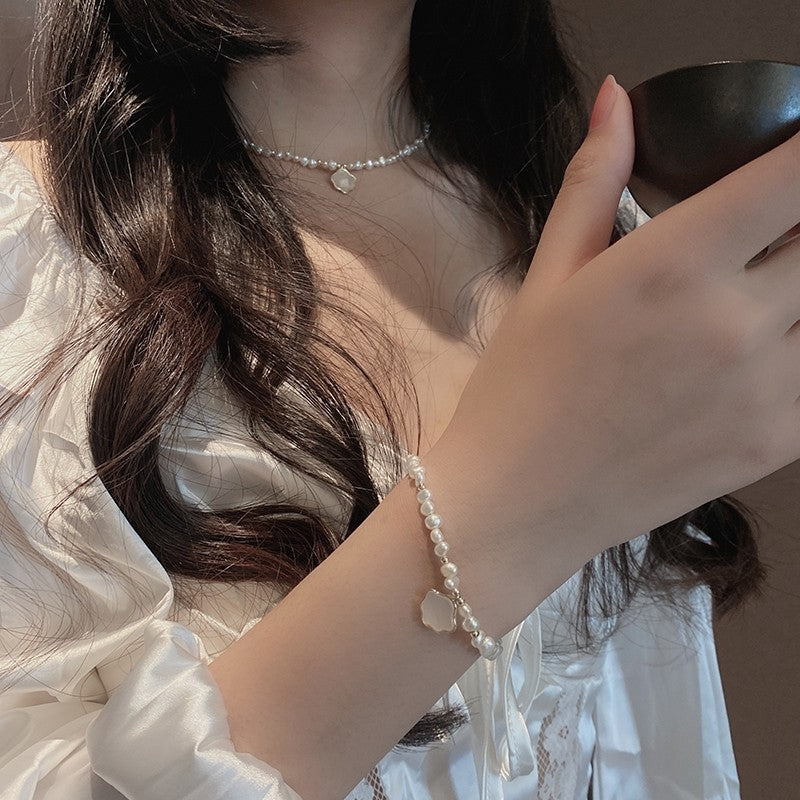 Perla Nuvola – Juego de Collar y Pulsera de Perlas Naturales y Nácar | Serenyah