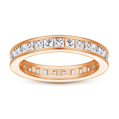 Anillo Liora – Anillo de banda plana de plata de ley 925 con línea de microcirconitas | Lujo minimalista