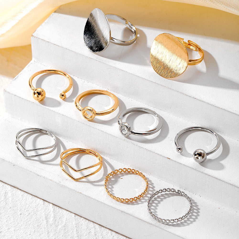 Ornys Set – 5-Piece Geometric Ring Set in Gold or Silver | Modern Minimalist Stacking Rings
