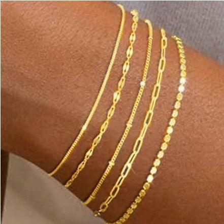 Set de Pulseras Aurah – Pulseras apilables minimalistas en oro y plata para mujer | Serenyah