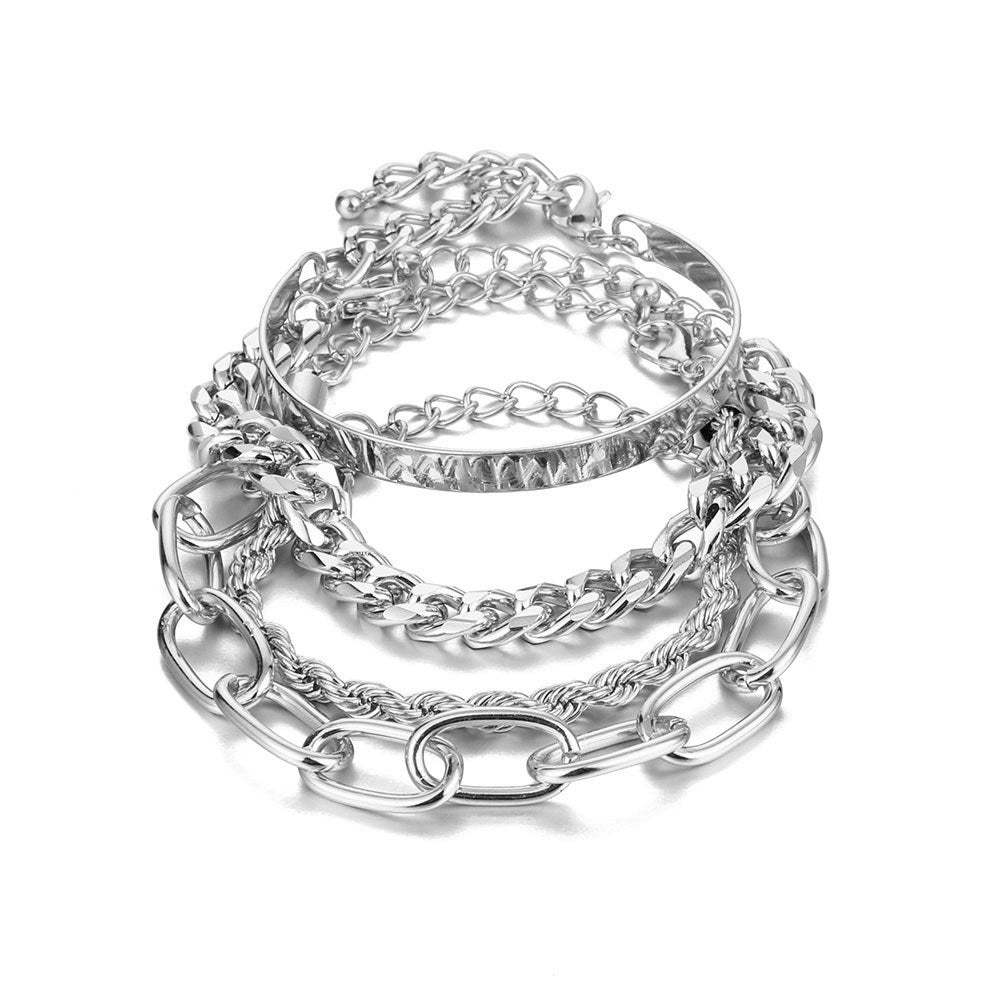 Vera Catena – Layered Chain Bracelet Set | 3 or 4 Piece Gold & Silver Stack | Serenyah