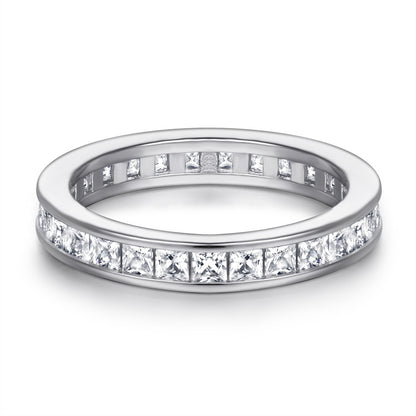 Anillo Liora – Anillo de banda plana de plata de ley 925 con línea de microcirconitas | Lujo minimalista