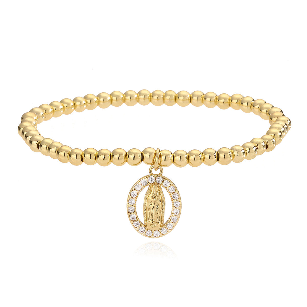 Santo Spirito – Gold Religious Bracelet with Cross & Virgin Mary Pendant | Zirconia | Serenyah