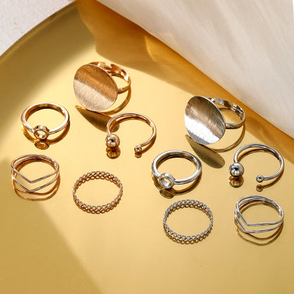 Ornys Set – 5-Piece Geometric Ring Set in Gold or Silver | Modern Minimalist Stacking Rings