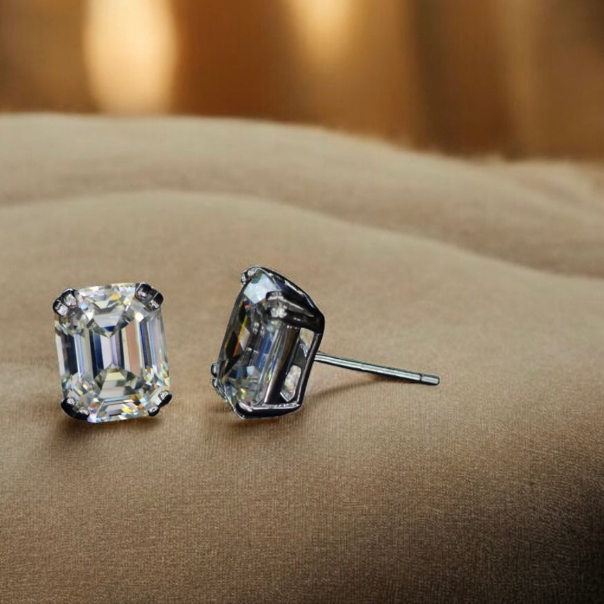 Pendientes Viena – Plata 925 con Circonita Cúbica de Corte Esmeralda | Serenyah