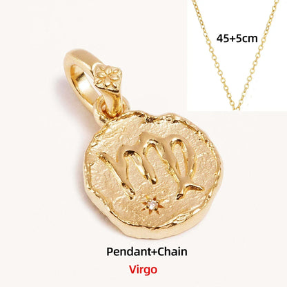 Zodiac Coin Pendant Necklace | All 12 Signs | Gold-Plated Stainless Steel Serenyah
