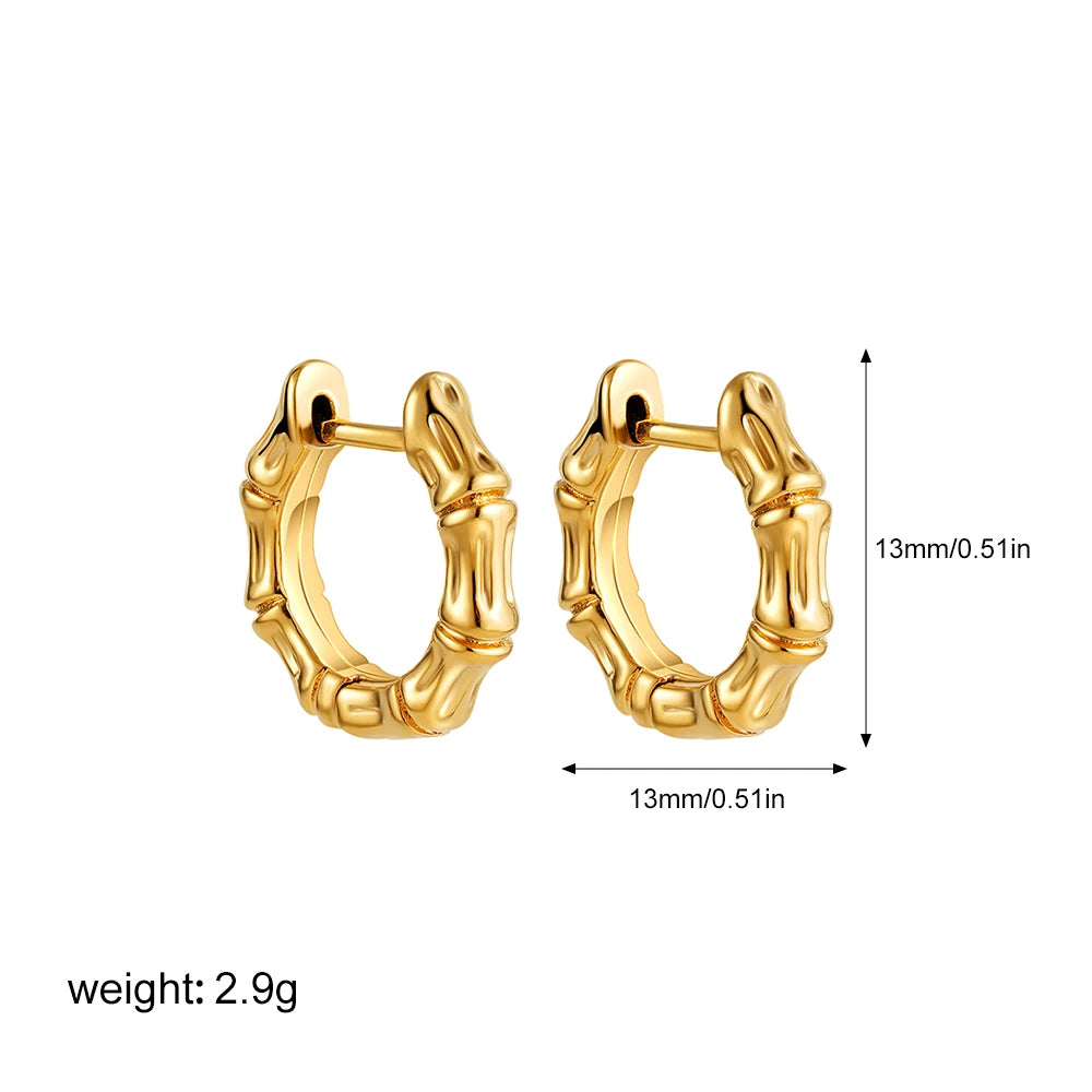 Bamboo Huggie Hoop Earrings | Gold-Plated Stainless Steel Serenyah