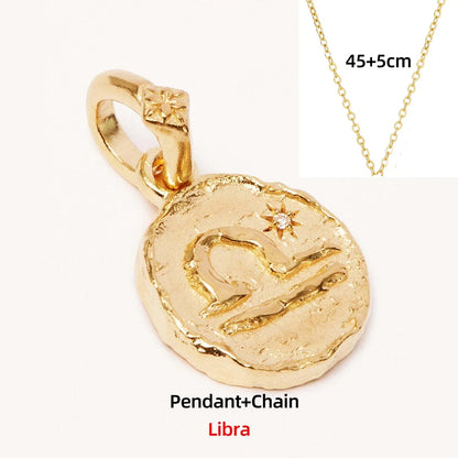 Zodiac Coin Pendant Necklace | All 12 Signs | Gold-Plated Stainless Steel Serenyah