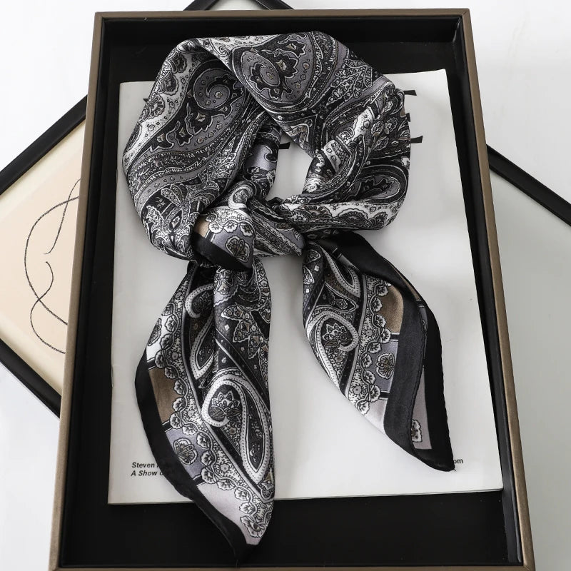 Silk-Touch Square Scarf Plaid Print Serenyah