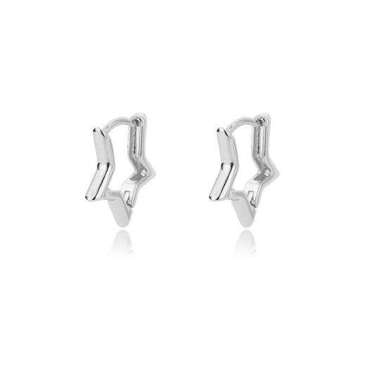 Star Hoop Earrings | Silver-Plated Stainless Steel Serenyah