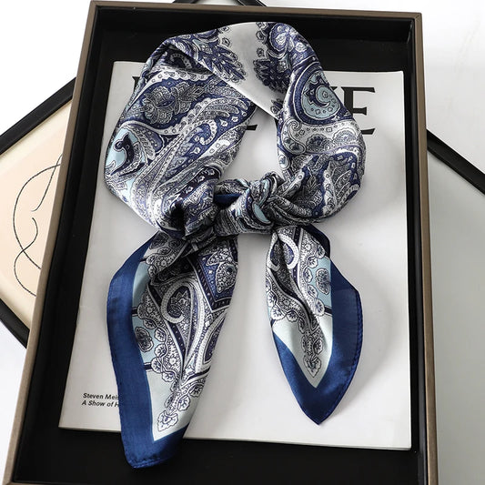 Lenço quadrado Silk-Touch com estampado xadrez Serenyah