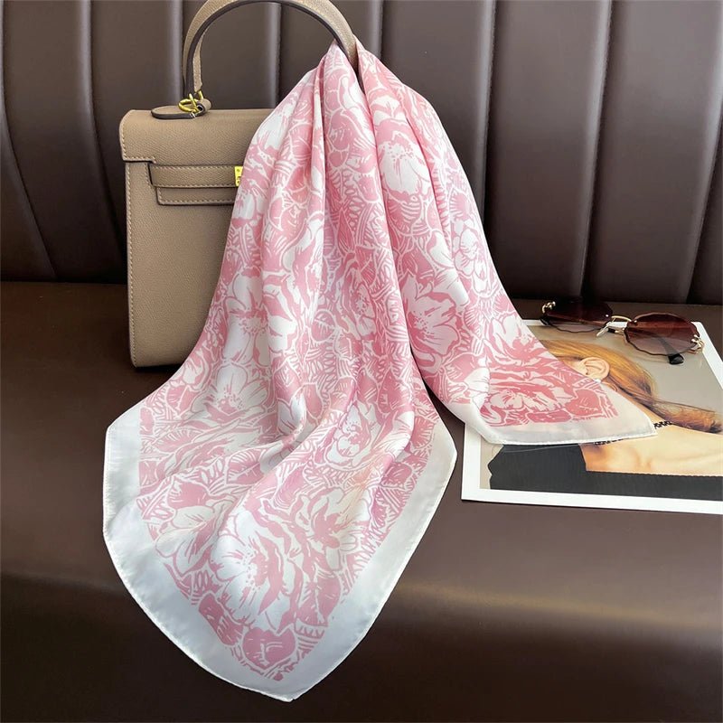 Silk-Touch Square Scarf Plaid Print Serenyah