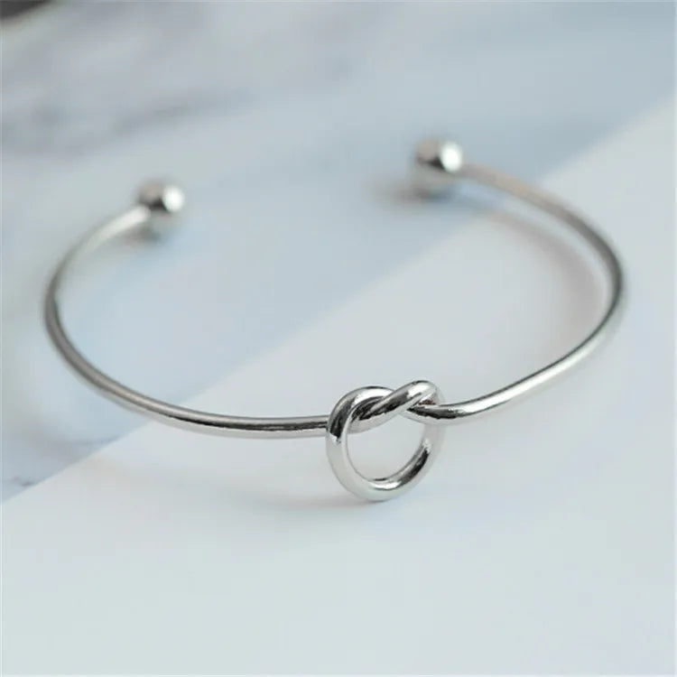 Knot Cuff Bangle Bracelet | Gold & Silver Stainless Steel Serenyah