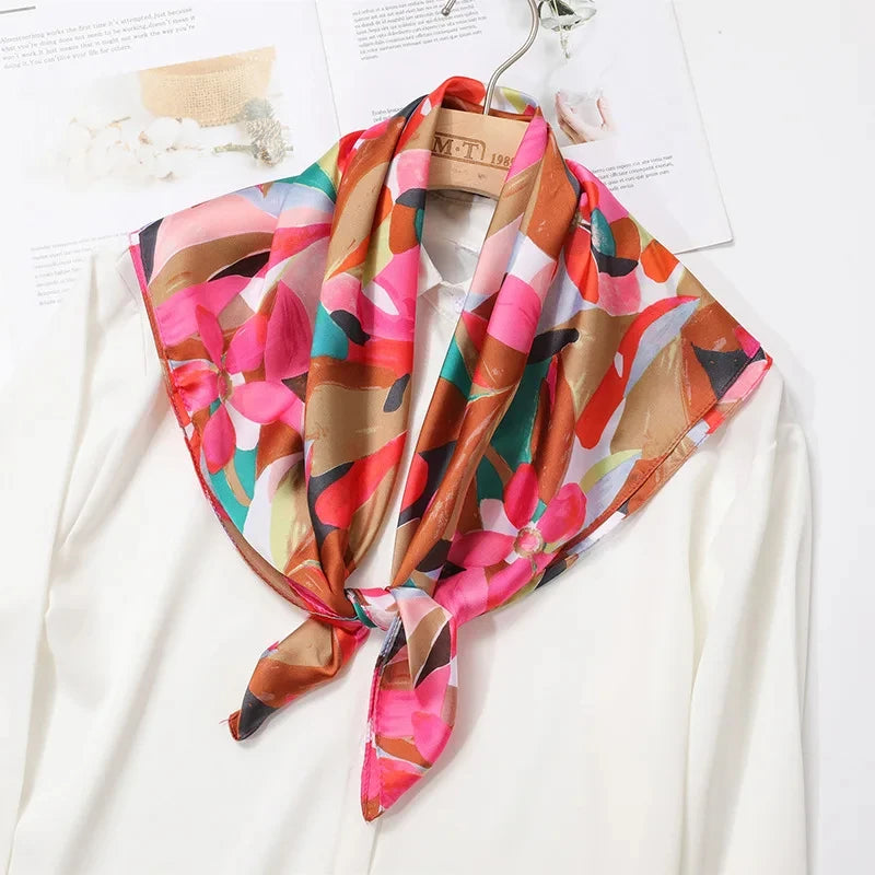 Silk-Touch Square Scarf Plaid Print Serenyah