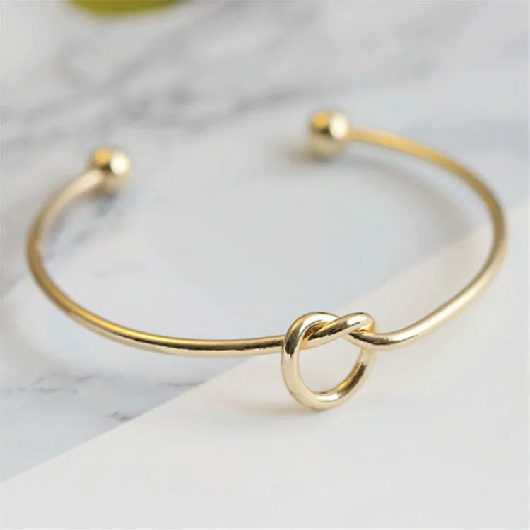 Knot Cuff Bangle Bracelet | Gold & Silver Stainless Steel Serenyah
