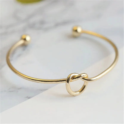 Knot Cuff Bangle Bracelet | Gold & Silver Stainless Steel Serenyah