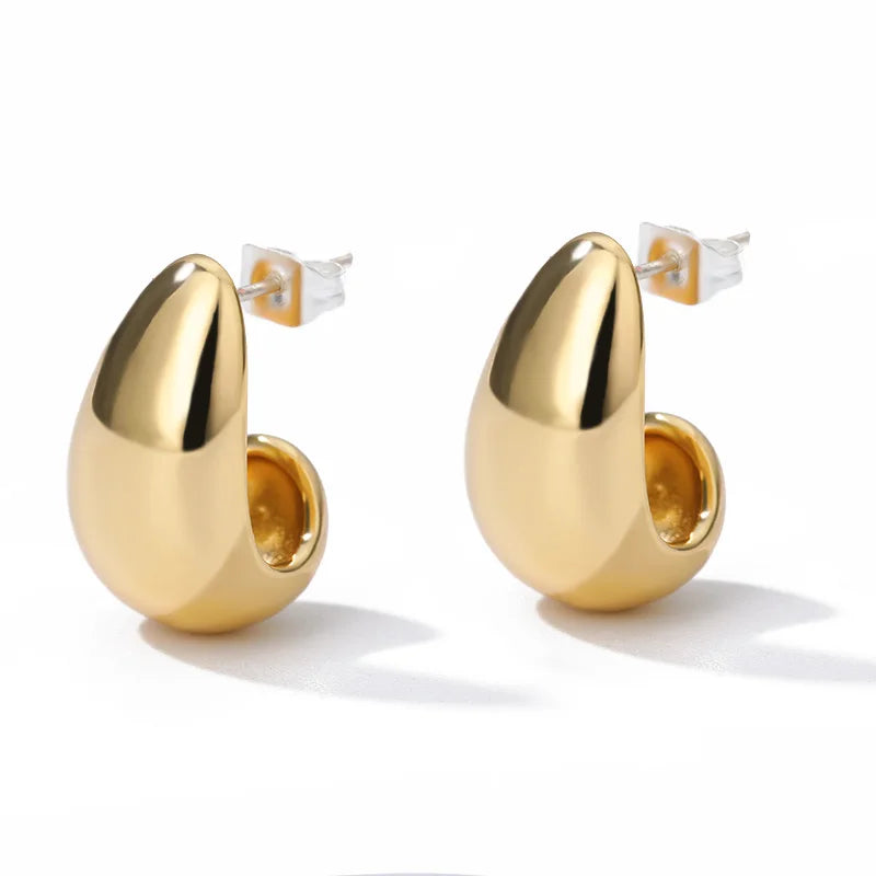 Chunky Dome Drop Stud Earrings | Gold-Plated Stainless Steel Serenyah