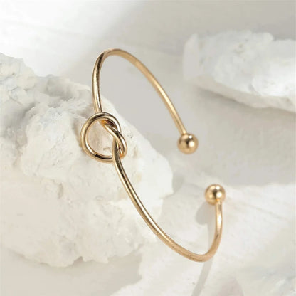 Knot Cuff Bangle Bracelet | Gold & Silver Stainless Steel Serenyah